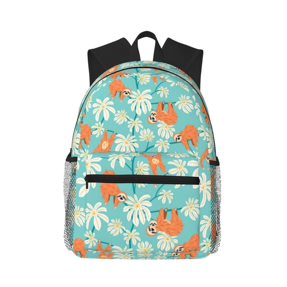Lsque Cute Sloth on Floral Tree Classic Casual Backpack - Large Capacity Water-Resistant Backpack for School, Work, Travel, and Outdoor Activities