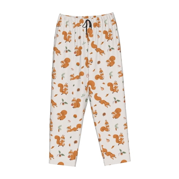 Lsque Cute Squirrel Fall Print Women's Pajama Pants, Lounge Pant - Comfortable Home Wear,Elastic Waistband, Stylish Design-Small