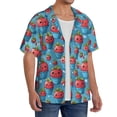 thumbnail image 1 of Lsque Cute Strawberry Flower Pot print Men's Cuban Collar Short Sleeve Shirt Summer Beachwear Casual Button Down Fashionable Vacation Leisure Shirt-Medium, 1 of 7