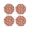 thumbnail image 1 of Lsque Cute Strawberry Pattern 4" Drink Coasters Set of 4, PVC Leather Absorbent Coasters, Table Coaster Set Decorative Coffee Cup Coasters Housewarming Gift -Octagon, 1 of 6