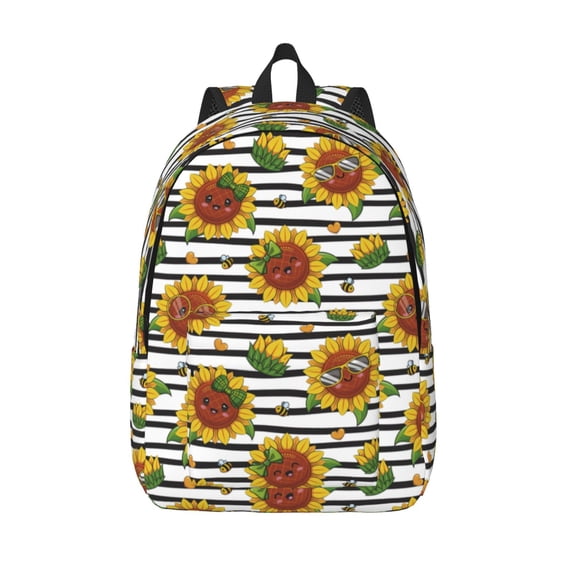 Lsque Cute Sunflowers Pattern Canvas Daypack, Durable Backpack, High-quality Versatile Backpack,Vintage Compact Backpack-Small