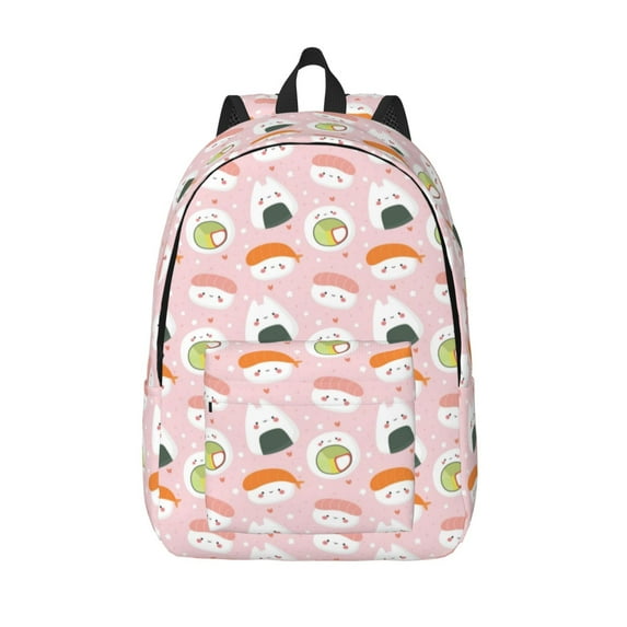 Lsque Cute Sushi (2) Pattern Canvas Daypack, Durable Backpack, High-quality Versatile Backpack,Vintage Compact Backpack-Small