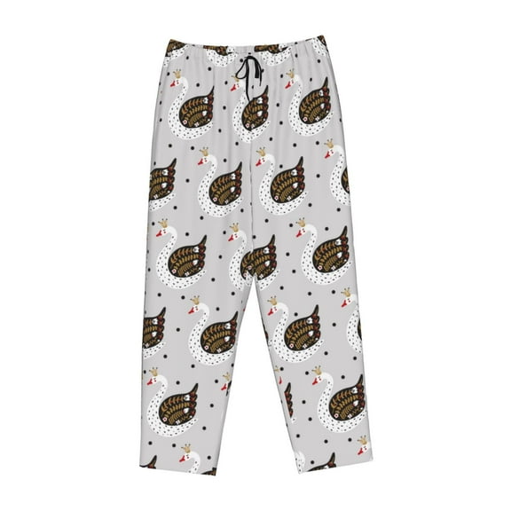 Lsque Cute Swan Print Women's Pajama Pants, Lounge Pant - Comfortable Home Wear,Elastic Waistband, Stylish Design-Small