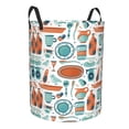 thumbnail image 1 of Lsque Cute Tableware pattern Laundry Hamper Basket, Tall Woven Rope Hamper Basket for Clothes, Lightweight Storage Basket, Collapsible Waterproof-Medium, 1 of 8