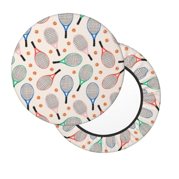 Lsque Cute Tennis Racket Round Bar chair cushion covers Velvet Fabric Premium Comfort Protects from Scratches and Stains for 14-17 Inch Chair- 13 inch