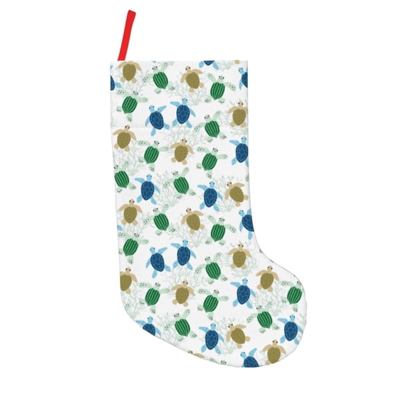 Lsque Cute Turtle Pattern 18 Inch Christmas Stockings, Festive Holiday Stocking for Christmas Decorations Holiday Decor