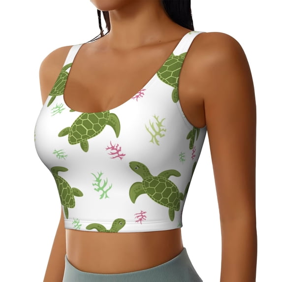 Lsque Cute Turtle Printed Women'S Sports Bra, Compression, Moisture Wicking, High-Impact Sports Bra For Women,Supportive sports bra-X-Large