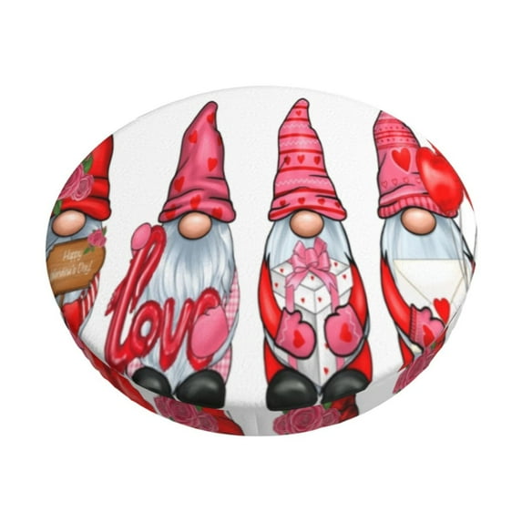 Lsque Cute Valentine's Gnomes Pattern Round Bar chair cushion covers Velvet Fabric Premium Comfort Protects from Scratches and Stains for 14-17 Inch Chair-13 inch