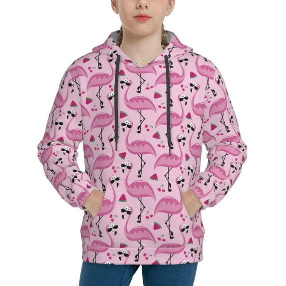 Lsque Cute Watermelon Flamingo Patten Youth Hoodie Sweatshirt Pullover with Kangaroo Pocket Boys and Girls Hoodie Warm Hoodie for Kids-Small