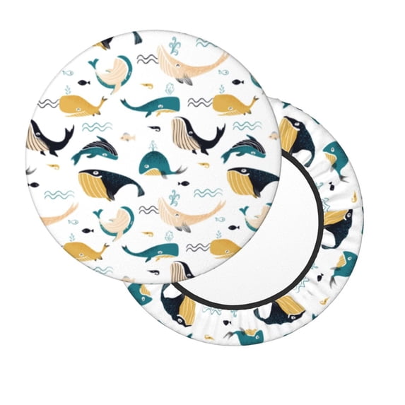 Lsque Cute Whale Round Bar chair cushion covers Velvet Fabric Premium Comfort Protects from Scratches and Stains for 14-17 Inch Chair- 12 inch