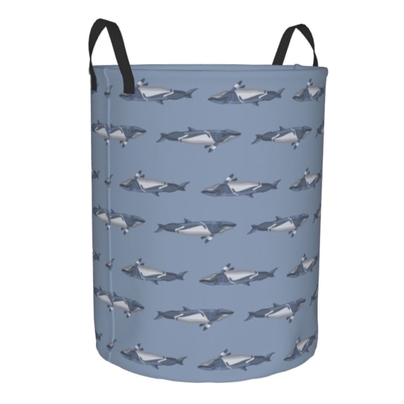 Lsque Cute Whale pattern Laundry Hamper Basket, Tall Woven Rope Hamper Basket for Clothes, Lightweight Storage Basket, Collapsible Waterproof-Small