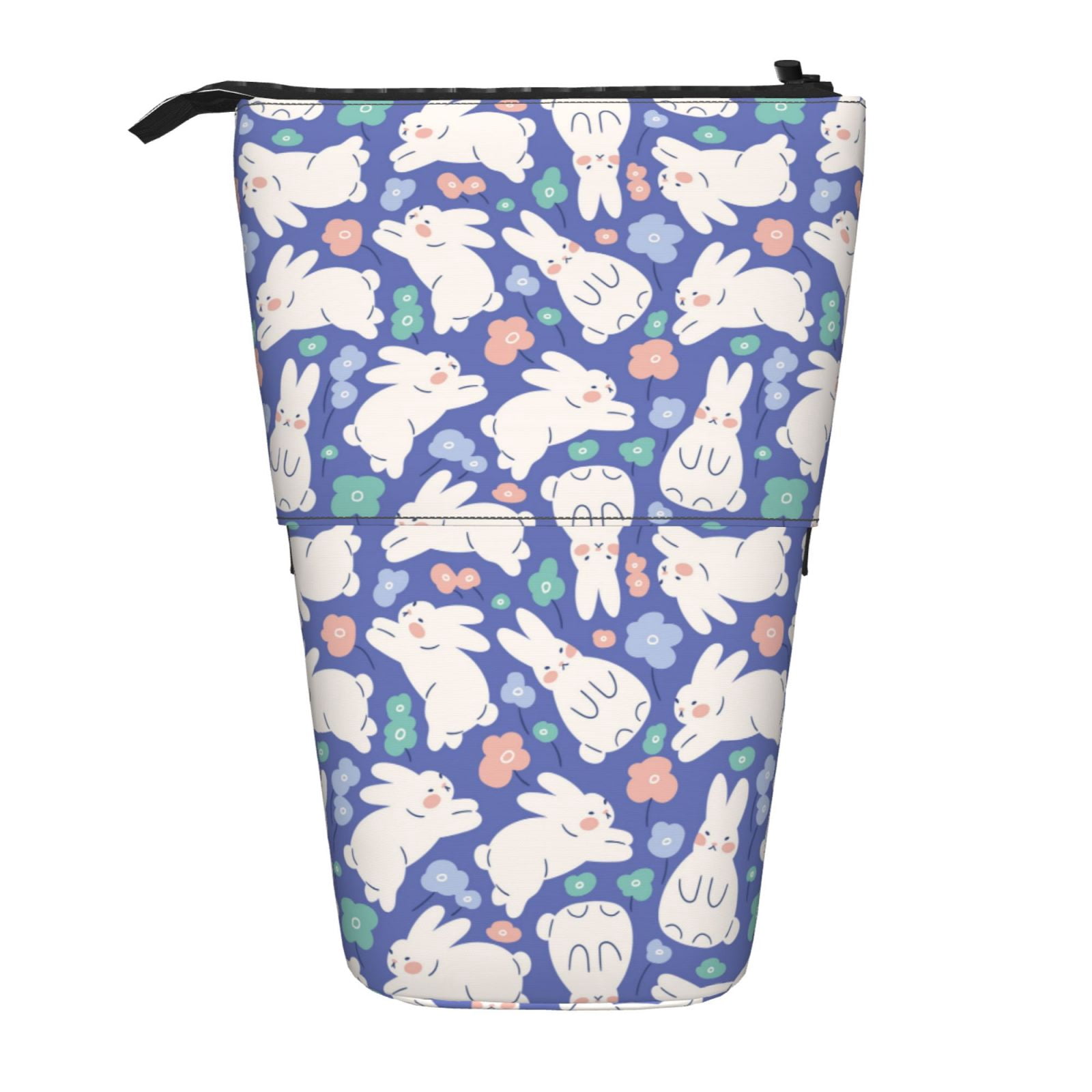 Lsque Cute White Rabbit Pattern Telescopic Pencil Bag Pen Holder ...