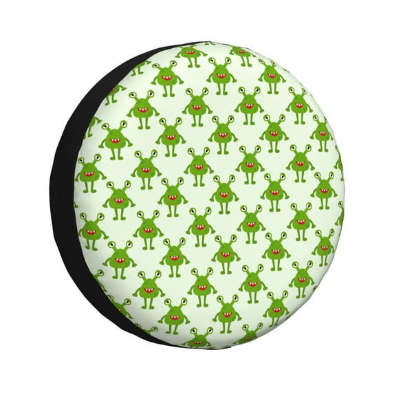 Lsque Cute green monster Pattern Tire Covers - Tough Tire Wheel Protector for Truck, SUV, Trailer, Camper, RV-14 inch