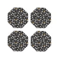 thumbnail image 1 of Lsque Cute skull Pattern 4" Drink Coasters Set of 4, PVC Leather Absorbent Coasters, Table Coaster Set Decorative Coffee Cup Coasters Housewarming Gift-Octagon, 1 of 6