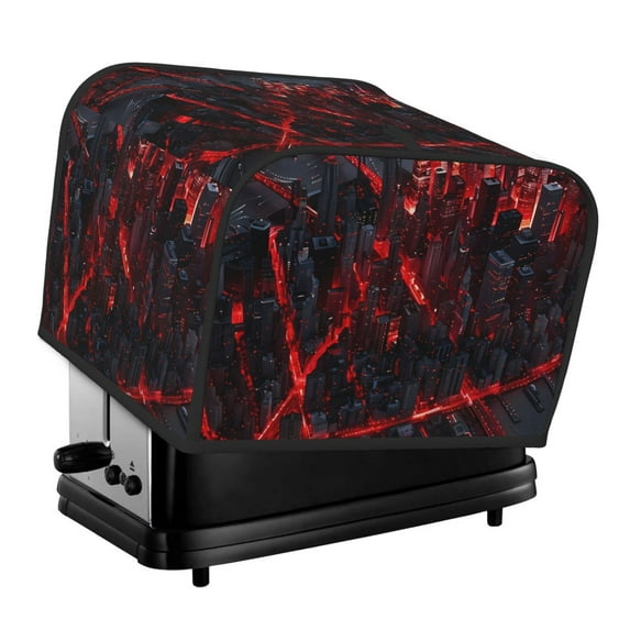Lsque Cyberpunk Cityscape Lights Print 4 Slice Toaster Cover , Kitchen Appliance Dustproof Protector , Toaster Protector Dustproof Kitchen Appliance Cover