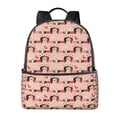 thumbnail image 1 of Lsque Dachshund Couple Pattern Backpack – School Travel Canvas Daypack with Ergonomic Padded Straps, Multiple Compartments & Leather Handle, 1 of 5