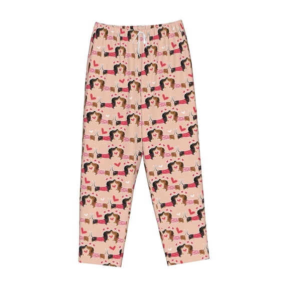 Lsque Dachshund Couple Print Women's Pajama Pants, Lounge Pant - Comfortable Home Wear,Elastic Waistband, Stylish Design-Medium