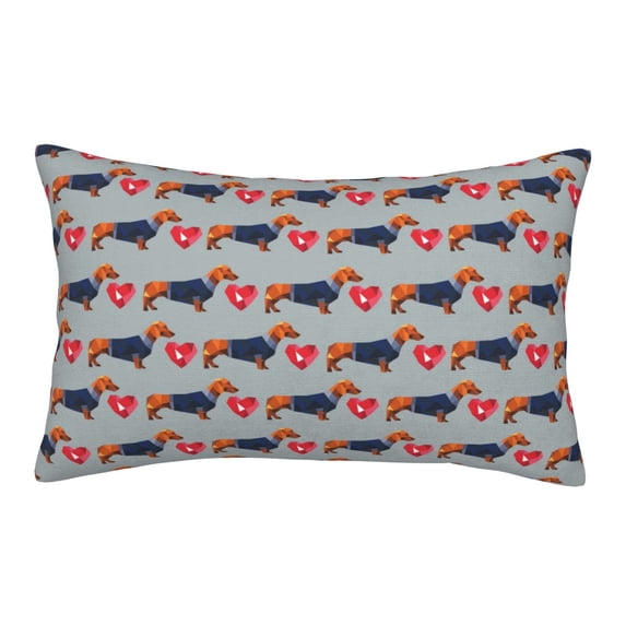Lsque Dachshund Dog Heart Pattern Pillow Case – Soft & Cozy Throw Pillow Cover, Hypoallergenic Cushion Case for Sleeping Women with Envelope Closure-16"x24"