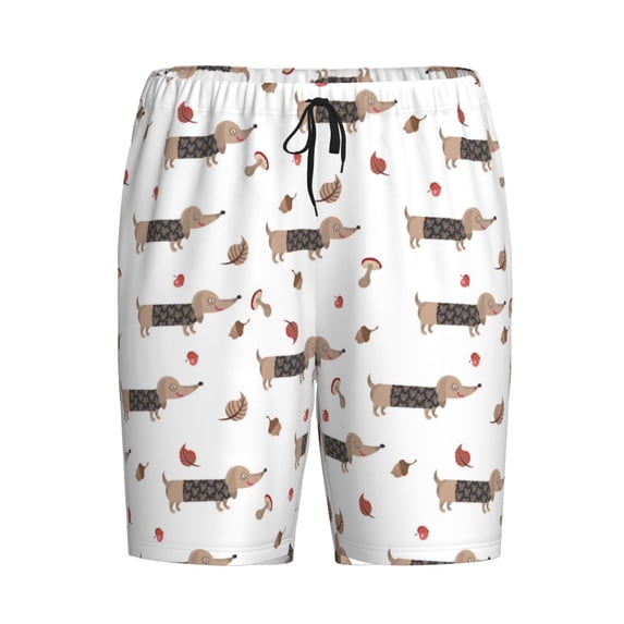 Lsque Dachshund Dog Mens Sleep Pajama Shorts,Short Pajama Pants, Cotton Ultra-Soft Knit-X-Large