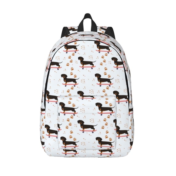 Lsque Dachshund Dog Pattern Canvas Daypack, Durable Backpack, High-quality Versatile Backpack,Vintage Compact Backpack-Small