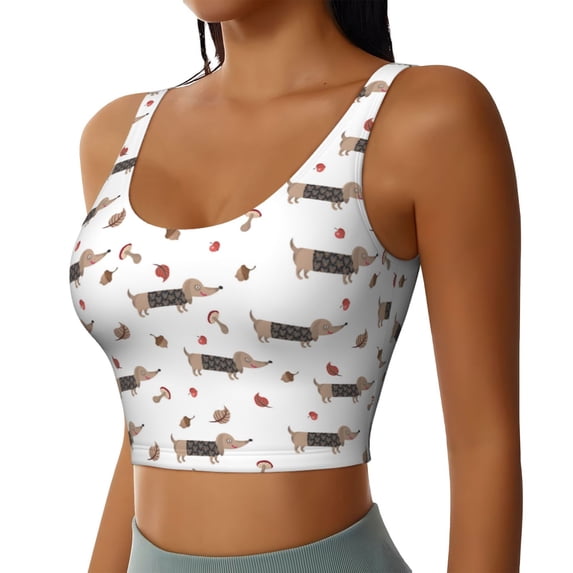 Lsque Dachshund Dog Printed Women'S Sports Bra, Compression, Moisture Wicking, High-Impact Sports Bra For Women,Supportive sports bra-Large