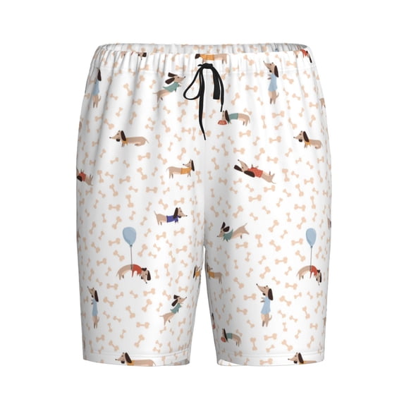 Lsque Dachshund Dog Puppy Mens Sleep Pajama Shorts,Short Pajama Pants, Cotton Ultra-Soft Knit-Large