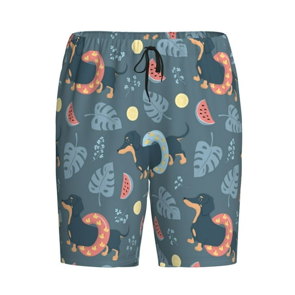 Lsque Dachshund Dog Puppy Mens Sleep Pajama Shorts,Short Pajama Pants, Cotton Ultra-Soft Knit-Medium