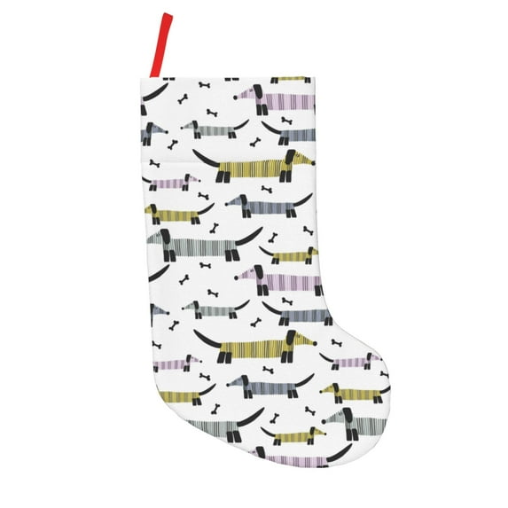 Lsque Dachshund Dog Puppy Pattern 18 Inch Christmas Stockings, Festive Holiday Stocking for Christmas Decorations Holiday Decor