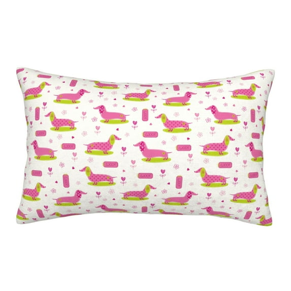 Lsque Dachshund Dog Puppy Pattern Pillow Case – Soft & Cozy Throw Pillow Cover, Hypoallergenic Cushion Case for Sleeping Women with Envelope Closure-16"x24"