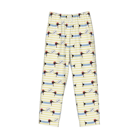 Lsque Dachshund Dog Puppy Print Men's Pajama Pants, Lounge Pant - Comfortable Home Wear,Elastic Waistband, Stylish Design-X-Large