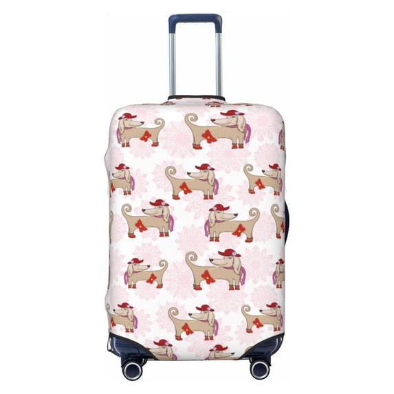 Lsque Dachshund Dog Puppy Printed Luggage Cover, Travel Luggage Protector,Scratch and Dirt Resistant, Fits 18-32 Inch Luggage - Medium