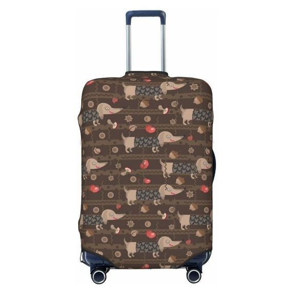 Lsque Dachshund Dog Puppy Printed Luggage Cover, Travel Luggage Protector,Scratch and Dirt Resistant, Fits 18-32 Inch Luggage - Small