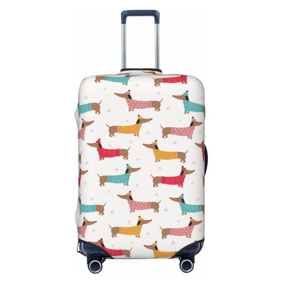 Lsque Dachshund Dog Puppy Printed Luggage Cover, Travel Luggage Protector,Scratch and Dirt Resistant, Fits 18-32 Inch Luggage - X-Large