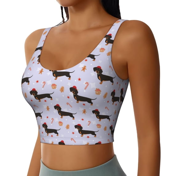 Lsque Dachshund Dog Puppy Printed Women'S Sports Bra, Compression, Moisture Wicking, High-Impact Sports Bra For Women,Supportive sports bra-X-Large