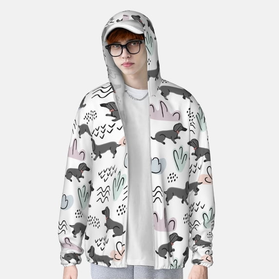 Lsque Dachshund Dog Puppy UPF 50+ Lightweight Sun Protection Men's Women's Long Sleeve Shirt, Hoodie Performance -3X-Large