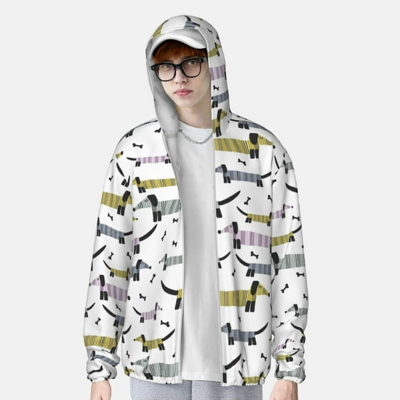 Lsque Dachshund Dog Puppy UPF 50  Lightweight Sun Protection Men's Women's Long Sleeve Shirt, Hoodie Performance -Large