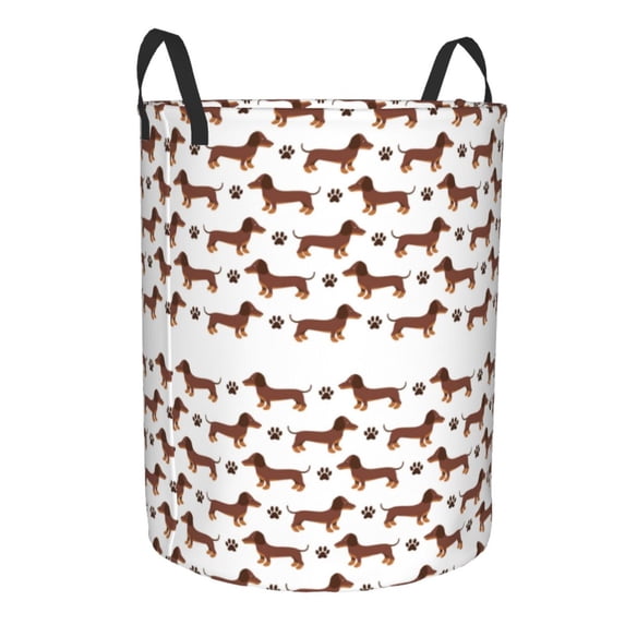 Lsque Dachshund Dog Puppy pattern Laundry Hamper Basket, Tall Woven Rope Hamper Basket for Clothes, Lightweight Storage Basket, Collapsible Waterproof-Medium