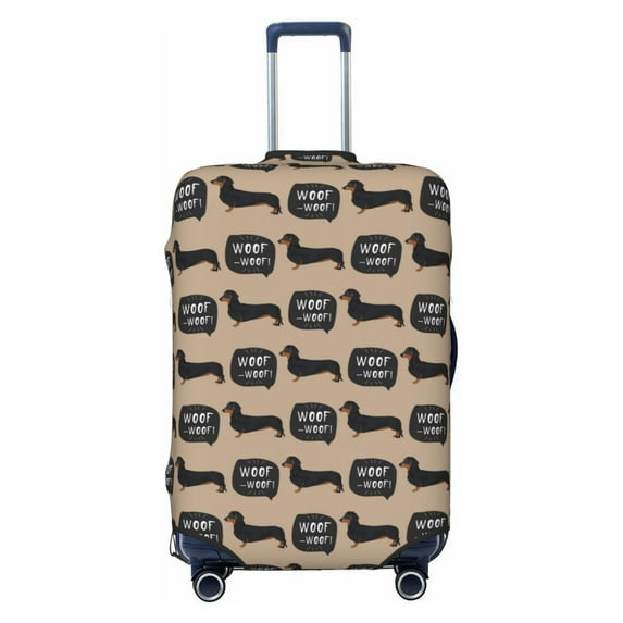 Lsque Dachshund Dog Woof Printed Luggage Cover, Travel Luggage Protector,Scratch and Dirt Resistant, Fits 18-32 Inch Luggage - X-Large