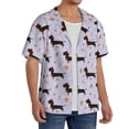 thumbnail image 1 of Lsque Dachshund Dog print Men's Cuban Collar Short Sleeve Shirt Summer Beachwear Casual Button Down Fashionable Vacation Leisure Shirt-3X-Large, 1 of 7