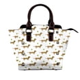 thumbnail image 1 of Lsque Dachshund Going To Play Tennis Pattern Leather Rivet Shoulder Bag – Elegant Genuine Leather & Microfiber PU Crossbody with Detachable Adjustable Strap, 1 of 5