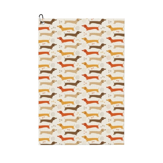 Lsque Dachshund Premium Golf Towel - Ultra Absorbent and Quick Drying Microfiber Towel with Carabiner - Gift for Men -24" X 16"