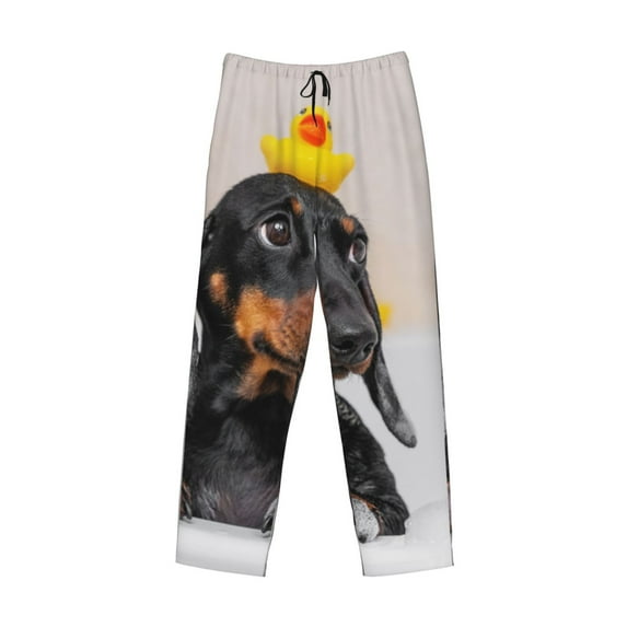 Lsque Dachshund Sitting in Bathtub Print Men's Pajama Pants, Lounge Pant - Comfortable Home Wear,Elastic Waistband, Stylish Design-X-Large