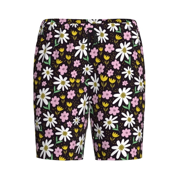Lsque Daisies Flowers Mens Sleep Pajama Shorts,Short Pajama Pants, Cotton Ultra-Soft Knit-Large
