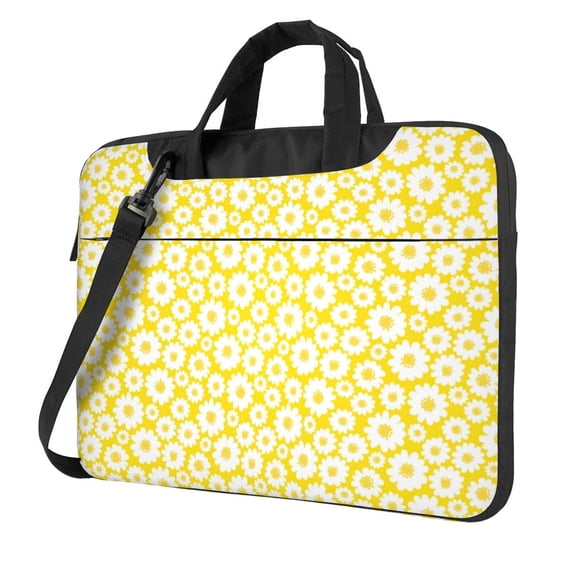 Lsque Daisies Flowers Pattern Laptop Bag – Portable & Slim Single-Shoulder Computer Case with Adjustable Strap, Protective, Lightweight for 13”/14”/15.6” Laptops