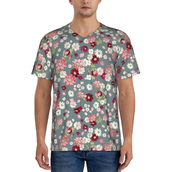 Lsque Daisies Flowers Pattern Mens Polo Golf Shirts Funny Graphics Shorts Sleeve Button Shirts Baseball T-shirt-X-Large