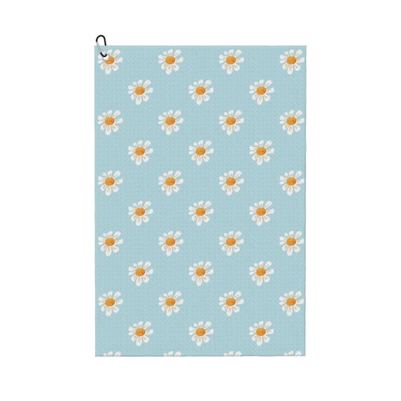 Lsque Daisies Flowers Premium Golf Towel - Ultra Absorbent and Quick Drying Microfiber Towel with Carabiner - Gift for Men -24" X 16"
