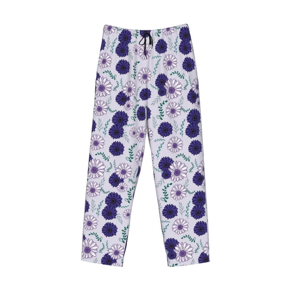 Lsque Daisies Flowers Print Men's Pajama Pants, Lounge Pant - Comfortable Home Wear,Elastic Waistband, Stylish Design-XX-Large