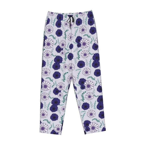 Lsque Daisies Flowers Print Women's Pajama Pants, Lounge Pant - Comfortable Home Wear,Elastic Waistband, Stylish Design-Small