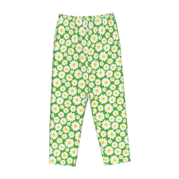 Lsque Daisies Flowers Print Women's Pajama Pants, Lounge Pant - Comfortable Home Wear,Elastic Waistband, Stylish Design-X-Large