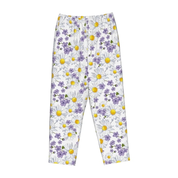 Lsque Daisies Flowers Print Women's Pajama Pants, Lounge Pant - Comfortable Home Wear,Elastic Waistband, Stylish Design-XX-Large